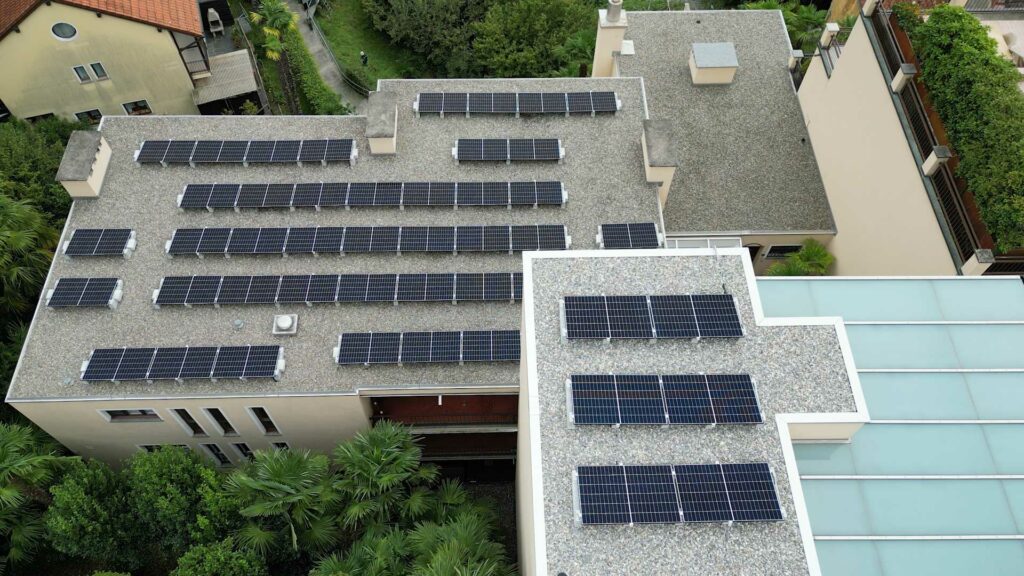impianto fotovoltaico per un edificio a Orselina ticino svizzera