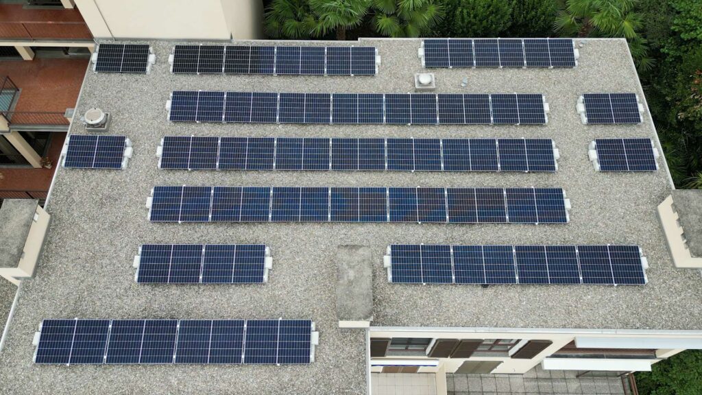 impianto fotovoltaico per un edificio a Orselina ticino svizzera